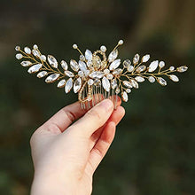 Load image into Gallery viewer, Handcess Bride Wedding Hair Combs Silver Rhinestone Bridal Hair Accessories and Headpiece for Women (Gold)

