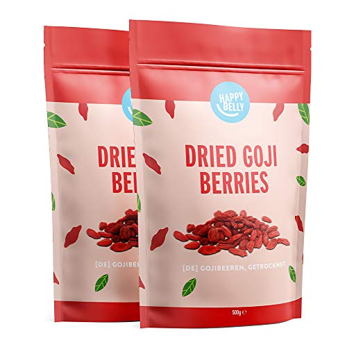 Amazon Brand - Happy Belly Dried Goji Berries, 2 x 500g