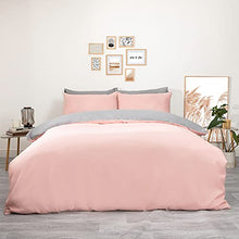 Load image into Gallery viewer, Brentfords Plain Dye Duvet Cover Quilt Bedding Set With Pillowcase, Blush Pink Grey - Single
