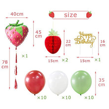 Load image into Gallery viewer, Strawberry Party Decorations Balloon Garland Kit:Strawberry Theme Happy Birthday Banner Foil Balloon for Baby Shower Girls 1st Birthday Party Supplies
