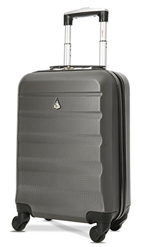 Aerolite Lightweight 55cm Hard Shell 34L Carry On Hand Cabin Luggage Suitcase 4 Wheels, Approved for British Airways, Virgin Atlantic & More, Charcoal