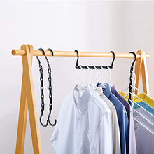 Load image into Gallery viewer, HOUSE DAY 10Pcs Space Saving Hangers, Clothes Organiser for Wardrobe, Clothes Hangers Space Savers, Magic Hangers, Space Makers - Black
