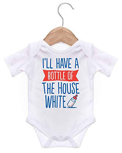 ART HUSTLE I'll Have A Bottle of The House White Short Sleeve Bodysuit/Baby Grow for Baby Boy Or Girl (White, 0-3m)
