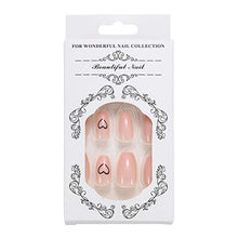 Load image into Gallery viewer, Brishow Coffin False Nails Pink Heart Fake Nails Press on Nails Ballerina Acrylic Stick on Nails 24pcs for Women and Girls
