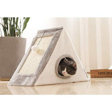 Load image into Gallery viewer, FUTUREYUN 2-in-1 Cat Cave Bed with Scratching Post Triangular Cat Cave,Fully Collapsible Cat House/Caves Condo Indoor/Outdoor (Gray)
