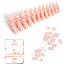 Load image into Gallery viewer, LIARTY 240 Pcs Natural French False Nails with Glue Stickers, Acrylic Full Cover Short Fake Nails Tips for Girls Women

