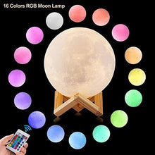 Load image into Gallery viewer, Moon Lamp, Xndryan 15CM 3D Printed Full Moon Lamp Moon Night Light with Touch &amp; Remote Control, 16 Colors &amp; 4 Levels Brightness LED Mood Lamp Moon Lights for Bedroom, Ideal Gifts for Her, Kids
