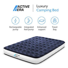 Load image into Gallery viewer, Active Era Luxury Camping Air Bed with USB Rechargeable Pump - King Size Inflatable Air Mattress with Travel Bag, Portable Air Pump and Foot Pump

