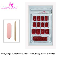 Load image into Gallery viewer, Bling Art False Nails French Manicure Red Gel Glitter Glossy Medium Tips UK
