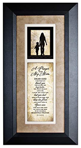 A Prayer for My Mom Wood Wall Art Frame Plaque | 8 inches x 16 inches | Hanger for Hanging | Dear God I Gratefully Thank You for Giving me My Mom | Made in the USA