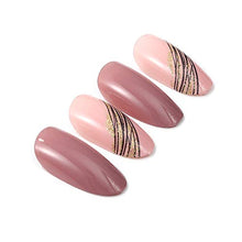 Load image into Gallery viewer, Brishow Coffin False Nails Short Fake Nails Gold Glitter Press on Nails Ballerina Acrylic Full Cover Stick on Nails 24pcs for Women and Girls (b)
