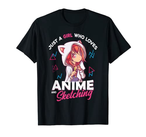 Just A Girl Who Loves Anime and Sketching Otaku Anime Merch T-Shirt