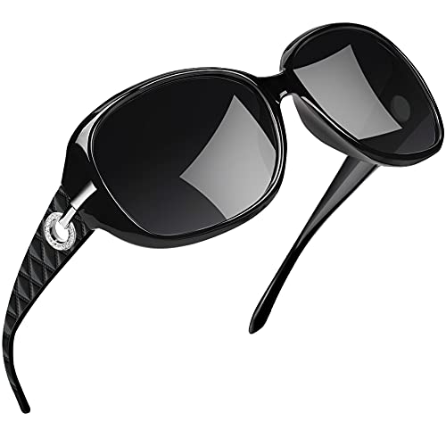 Joopin Oversized Polarised Sunglasses for Women, UV400 Protection Large Frame Womens Sunglasses Vintage Fashion Ladies Sunglasses (Black Grey)