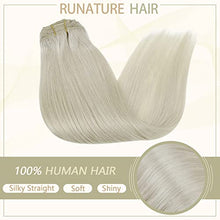 Load image into Gallery viewer, RUNATURE Blonde Clip in Hair Extensions Real Human Hair Clip in Extensions Ice Blonde Hair Extensions Clip in Real Hair Extensions 12 Inch 80 Gram
