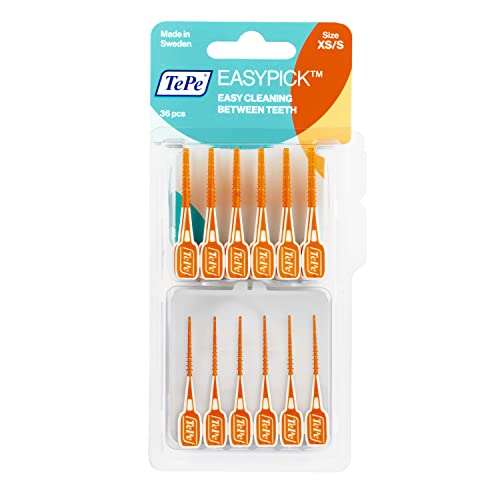 TEPE Easypick Dental Picks For Daily Oral Hygiene, Healthy Teeth And Gums, Size Xs/S / 1 X 36 Picks, orange