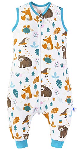 Chilsuessy Baby Sleeping Bag with Feet Summer Baby Sleeping Bag 100% Cotton 0.5 Tog Summer Kid Sleeping Bag with Feet for Infant Toddler Sleeveless, Forest Animals, 70cm/6-18 Months