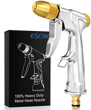 Load image into Gallery viewer, ESOW Heavy-Duty Metal Garden Hose Nozzle, Made of 100% Metal Construction Built and Brass Head, Metal Spray Gun w/Pistol Grip Trigger for Watering Plants &amp; Lawn, Car Washing, Patio, Dog &amp; More
