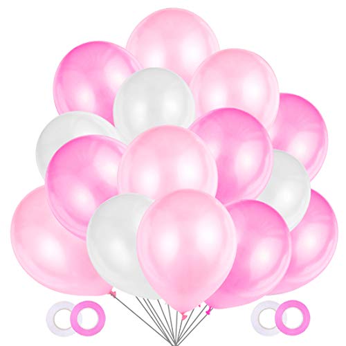 JOJOR Pink Balloon,100 Pieces Baby Pink & Pale Pink & White Balloon Helium 12 Inch for 1st Birthday ,Wedding Engagement, Disney Princess, Baby Shower, Hen Party, Girl's Christening Party Decoration