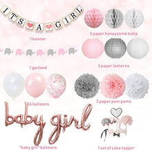 Load image into Gallery viewer, JOYMEMO Baby Shower Decorations for Girls Pink and White, Baby Girl Balloons, Elephant Garland, Confetti Balloons, Elephant Cake Topper for Baby Shower Supplies
