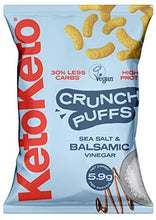 Load image into Gallery viewer, Keto Keto Low Carb Crunch Puffs 10 x 80g Keto Snacks For Weight Loss | Keto Diet, Low Carb Snack, Keto Crisps | Low Calorie, Vegan Food, Gluten Free, High Protein (Sea Salt and Balsamic Vinegar)
