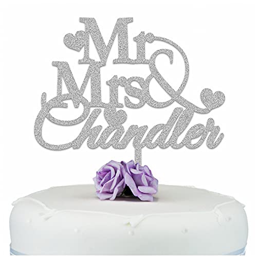 PERSONALISED Wedding/Anniversary Cake Topper Decoration - Personalise with ANY SURNAME - MR & MRS - Food Safe Acrylic Cake Decoration - Made from Strong Acrylic - Different Colours