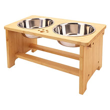 Load image into Gallery viewer, Raised Dog Bowls for Large Dogs, Elevated Dog Bowls Double, Bamboo Dog Food Bowl with 2 Stainless Steel by Nothing burger
