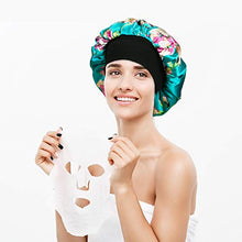 Load image into Gallery viewer, 4 Pieces Wide Band Satin Cap Sleep Bonnet Soft Night Sleep Hat Hair Loss Cap Salon Bonnet for Women, 4 Colours
