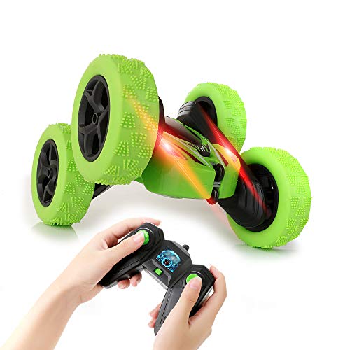 KIDWILL Remote Control Car, 4WD 2.4 Ghz High Speed Electric RC Stunt Car, 360° Double-Side Spinning & Tumbling, LED Headlight, Kids Toy Car for Boys and Girls