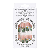 Load image into Gallery viewer, Brishow Coffin False Nails Short Fake Nails French Flowers Press on Nails Bellarina Acrylic Stick on Nails 24pcs for Women and Girls
