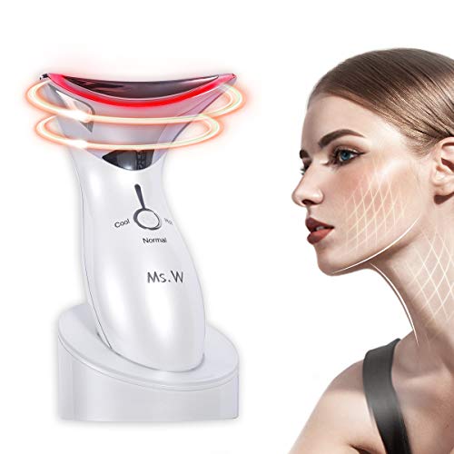 Ms.W Hot & Cold Face Massager Beauty Device, Sonic Anti-wrinkle V-Shaped Skin Tightening Machine, Portable Facial Lifting Shrink Anti-aging Toning Massager,High Frequency Vibration Face Care Tool