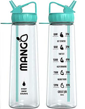 Load image into Gallery viewer, Mango Water Bottle With Straw - 900ml Motivational Time Markings - BPA Free Sports Bottles With Flip Nozzle And Leakproof Cap
