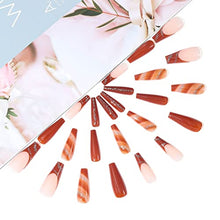 Load image into Gallery viewer, Brishow Coffin False Nails Long Fake Nails Brown Glitter Press on Nails Ballerina Acrylic Stick on Nails 24pcs for Women and Girls

