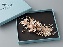 Load image into Gallery viewer, SWEETV Handmade Wedding Hair Comb Pearl Floral Leaf Bridal Hair Accessories for Brides and Bridesmaid
