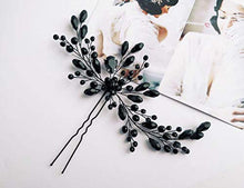 Load image into Gallery viewer, BERYUAN Women Rhinestone Hair Vine Piece Classic Black Crystal Flower Hair Pin Clip Wedding Hair Accessory Gift for Her Party Headpiece for Bride Bridesmaid Girls (Black)

