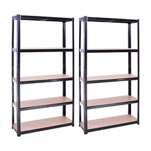 Load image into Gallery viewer, Garage Shelving Units: 180cm x 90cm x 30cm | Heavy Duty Racking Shelves for Storage - 2 Bay, Black 5 Tier (175KG Per Shelf), 875KG Capacity | For Workshop, Shed, Office | 5 Year Warranty
