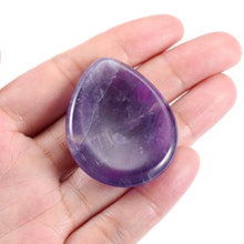 Load image into Gallery viewer, CrystalTears Natural Amethyst Carved Thumb Worry Stone Healing Crystal Pocket Palm Stone 1PC
