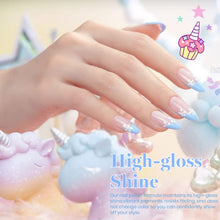 Load image into Gallery viewer, Beetles Gel Nail Polish, Unicorn Collection Pastel Blue Yellow Pink Gel Polish Soak off Baby Blue Yellow Purple Nail Polish Spring into Summer Best Easter Gel Polish Easter Decorations Nail Art Gifts
