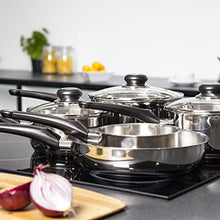 Load image into Gallery viewer, Morphy Richards 970002 Induction Frying Pan and Saucepan Set With Lids, Stay Cool Handles, Themocore Technology, Stainless Steel Pan Set, 5 Piece
