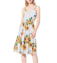 Load image into Gallery viewer, Womens Lady Sleeveless Midi Dress Sleeveless Bohemia Casual Floral Flared Backless A Line Beach Sundress for Holiday Beach Party L
