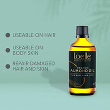 Load image into Gallery viewer, Loelle - Pure, Cold Pressed, Sweet Almond Oil - Natural Anti-Stretch Mark Remedy to Use in Pregnancy - Moisturising Body Oil - Nourishing Face and Hair Oils (100ml)
