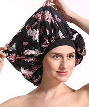 Load image into Gallery viewer, Shower Cap Satin Bonnet Silk Sleep Headscarf For Sleeping Hair Hat Chemo Headwear Black Net Womens Curly Girl Wrap Night Ladies Scarf Beanie Afro Hijab African Head Deep Conditioning Medical Treatment
