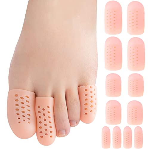 Toe Protectors,12 Pieces Gel Toe Cap Beige Breathable Toe Protectors Silicone Breathable Toe Covers Great to Cushion Toe and Provide Pain Relief from Blisters Toenails for Woman and Man (3 Sizes)