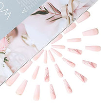 Load image into Gallery viewer, Brishow Coffin False Nails Long Fake Nails Gold Foil Press on Nails Ballerina Acrylic Stick on Nails 24pcs for Women and Girls
