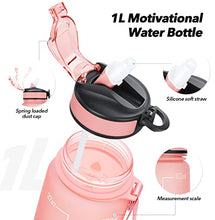 Load image into Gallery viewer, MEITAGIE 1 litre Motivational Fitness Sport Water Bottle with Straw &amp; Time Maker, Leak-proof, BPA-free, Tritan, Toxin Free Plastic Drink Bottle Design for Girls, Boy, Cycling, School &amp; Office
