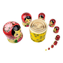 Load image into Gallery viewer, Heka Naturals Russian Nesting Dolls, 10 Traditional Matryoshka Classic Semyonov Red Style | Wooden Doll Gift Toys, Hand Made in Russia | Semyonov Red, 10 piece, 25 cm (9.85 inches)
