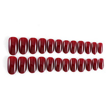 Load image into Gallery viewer, Brishow Coffin False Nails Short Fake Nails Ballerina Acrylic Stick on Nails Artificial Full Cover Press on Nails 24pcs for Women and Girls (Wine Red)
