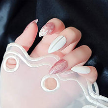 Load image into Gallery viewer, Sethexy Matte False Nail Glitter Stiletto Pink Fake Nails Meidum Salon Nail Tips Full Cover Art Design Acrylic 24Pcs Press on Nails for Women and Girls
