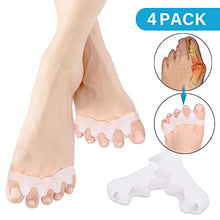 Load image into Gallery viewer, 4Pcs Toe Separator Gel Toe Straightener Corrector, Bunion Corrector for Hammar Overlapping Toes, Foot Splint Stretcher Spacer Spreader Hallux Valgus Tailors Claw, Crooked Toes Yogis Dancers or Runners
