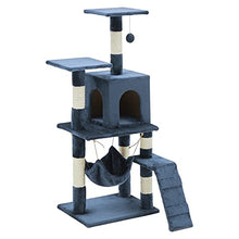 Load image into Gallery viewer, TUKAILAI Cat Tree 125cm Tall Sisal Cat Scratch Posts Multi-Level Cat Climbing Tower With Dangling Ball Condo, Hammock and Ladder, Indoor Pet Activity Furniture Play House for Kittens, Blue

