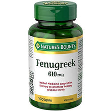 Load image into Gallery viewer, Nature&#39;s Bounty Fenugreek Supplement, 610Mg, 100 Capsules, Multi-colored
